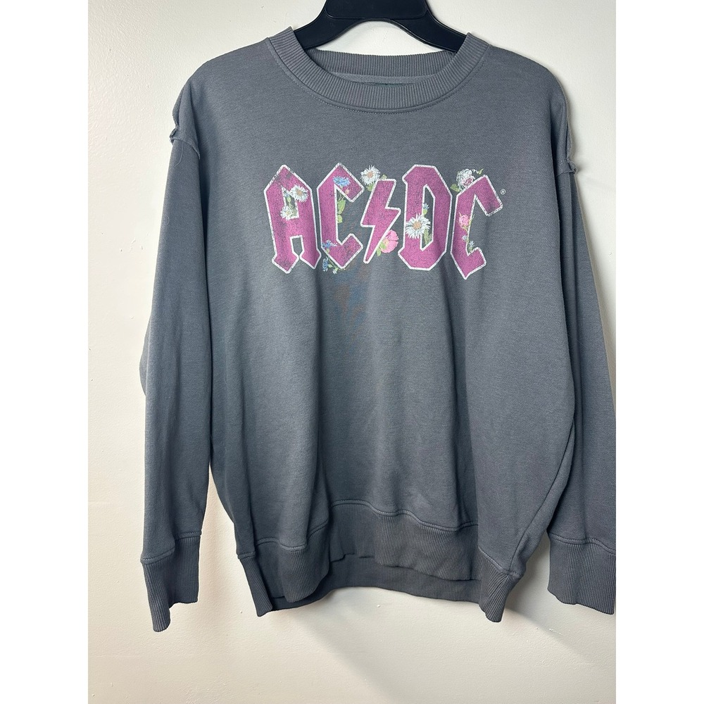 Terra‎ & Sky | AC/DC Floral Graphic Sweatshirt Charcoal Gray Purple | Size 0X